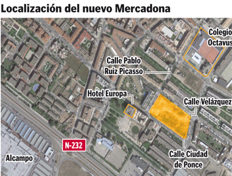 Ubicación de la futura tienda de Mercadona en Utebo